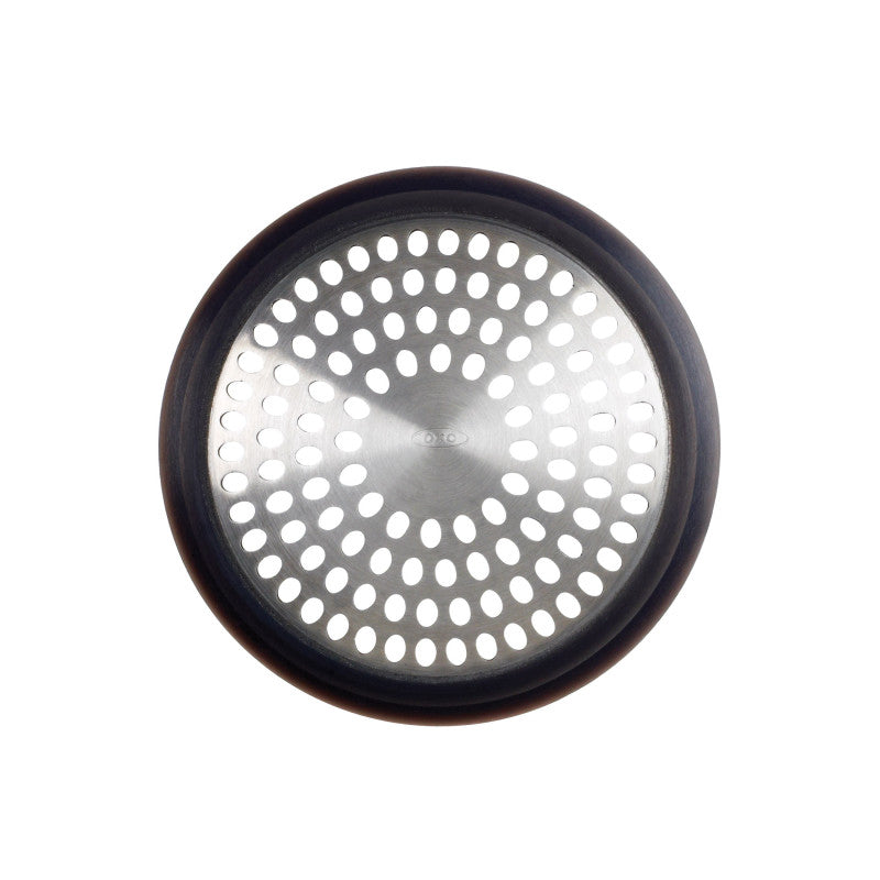 Filtre de bonde plat OXO, inox et silicone, 7 cm