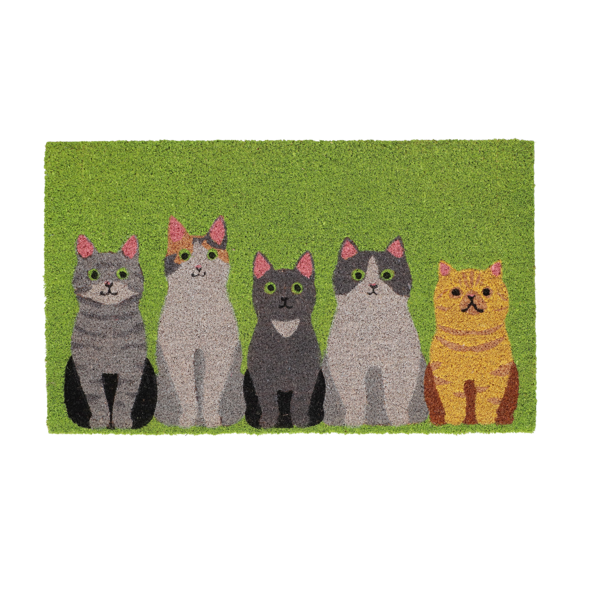 Paillasson cinq chats sur fond vert, Esschert Design