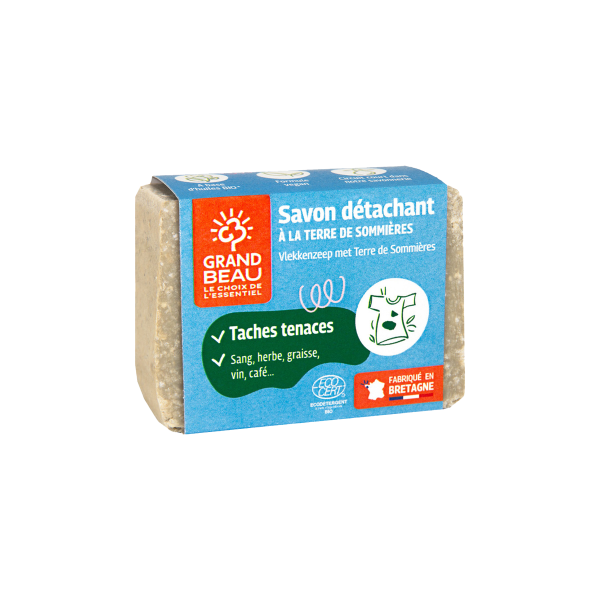 Savon détachant textile GrandBeau, terre de Sommières 150 g