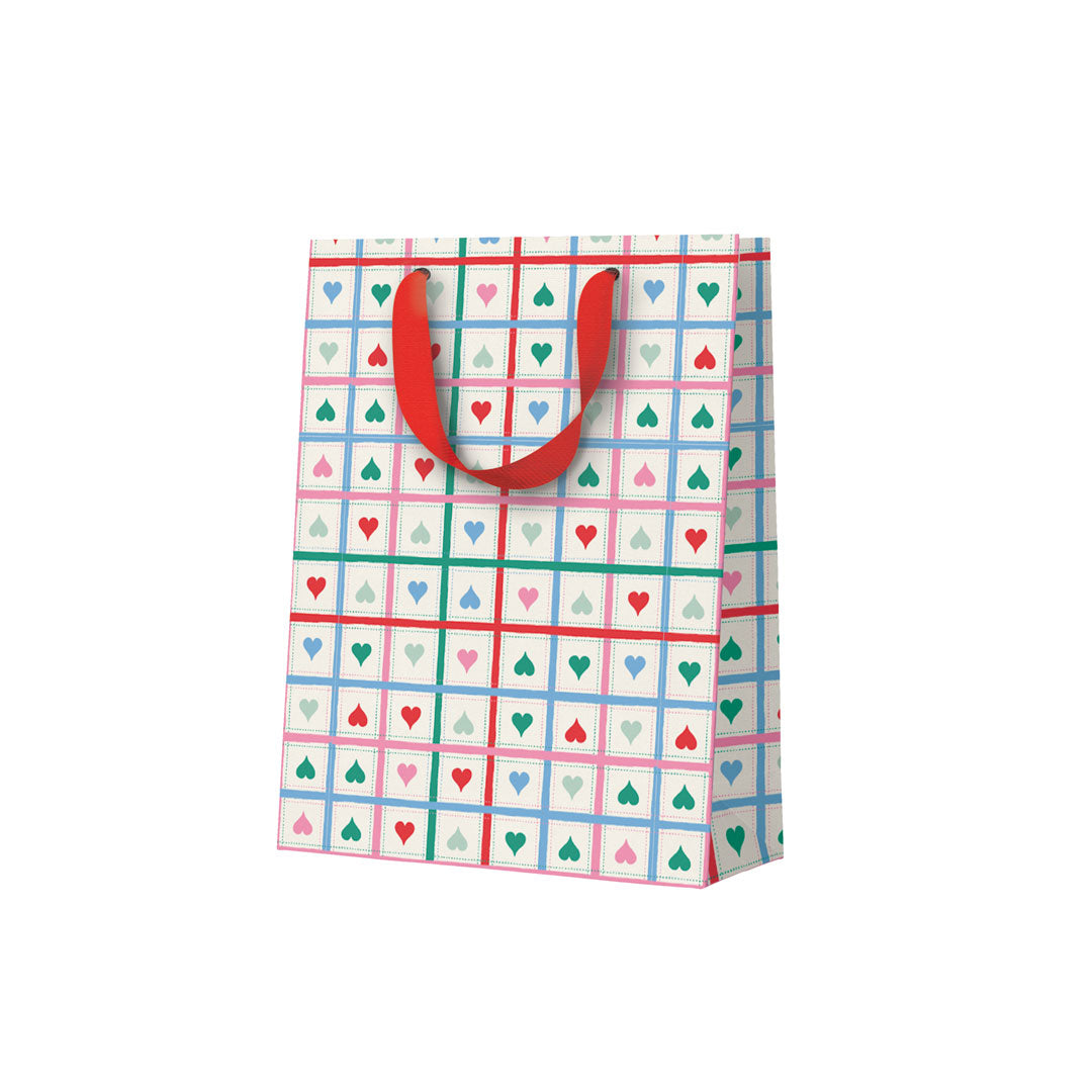 Sac cadeau moyen Heart Grid