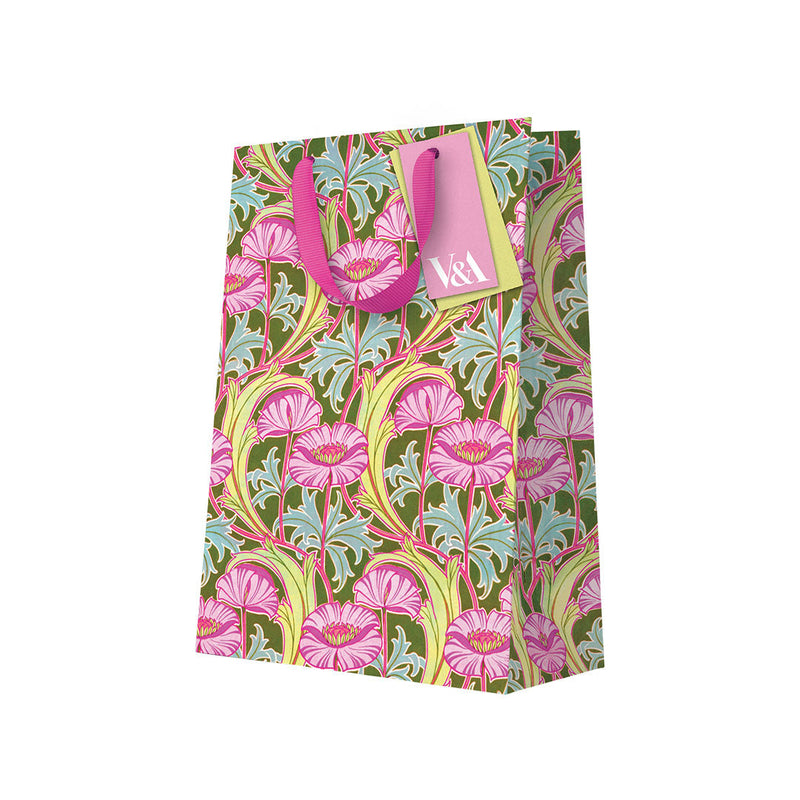 Grand sac cadeau Neon Floral Pink Poppies