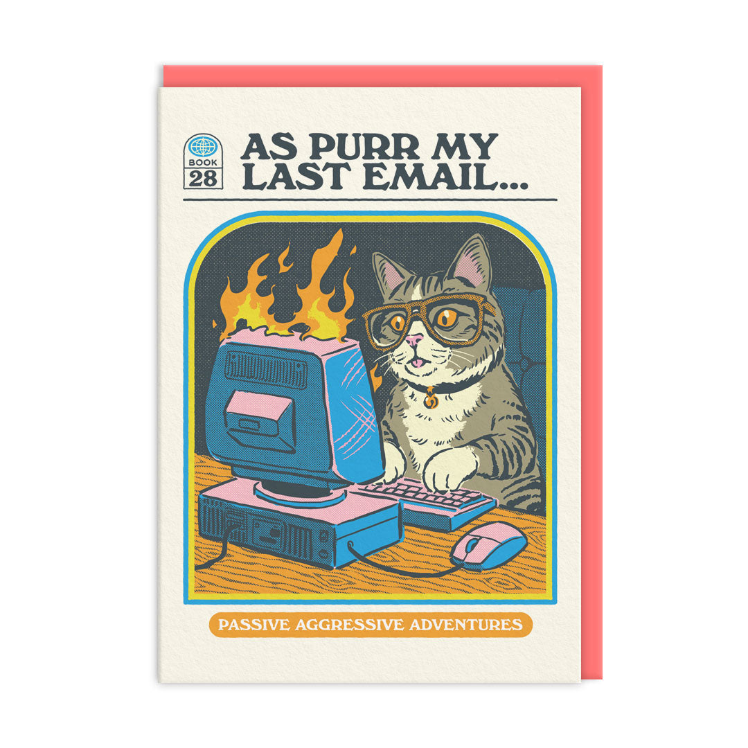 Carte illustrée A6 Chat au bureau – As Purr My Last Email