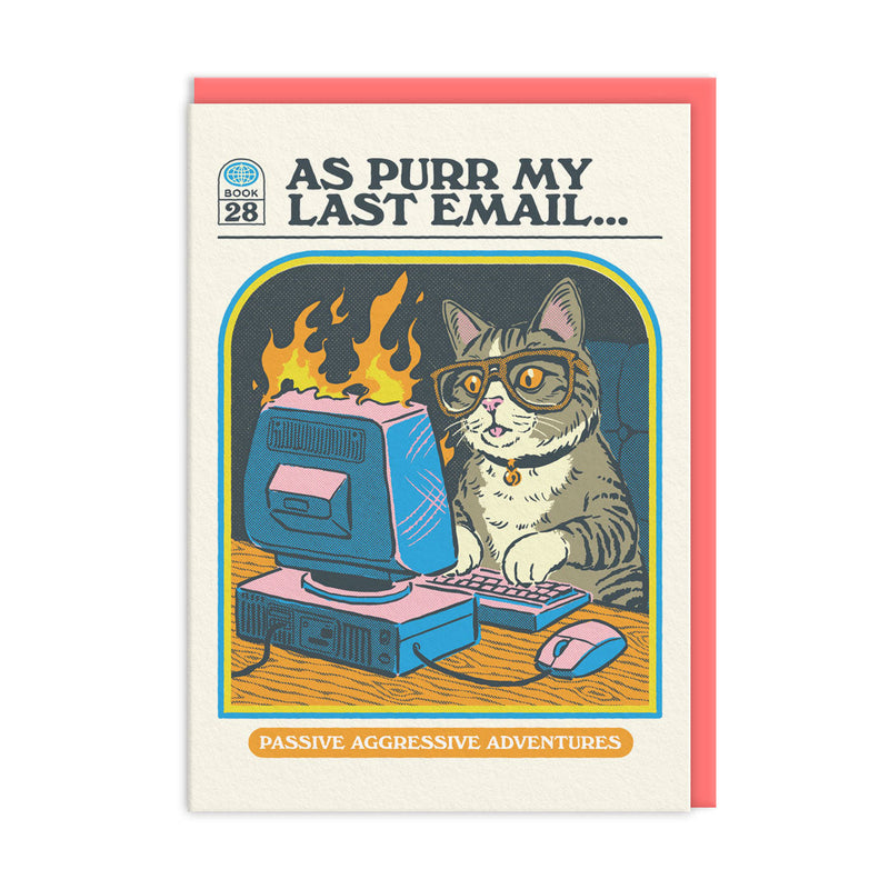 Carte illustrée A6 Chat au bureau – As Purr My Last Email