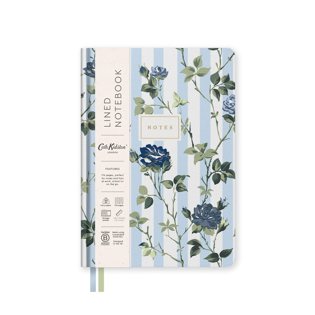 Carnet A5 rigide Blue Stripe Floral | Cath Kidston