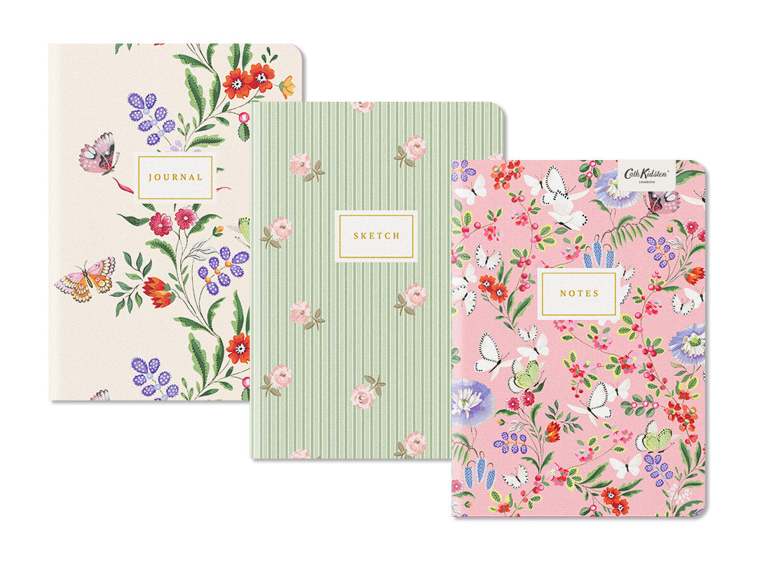 Lot de 3 carnets B6 Butterfly Florals | Cath Kidston