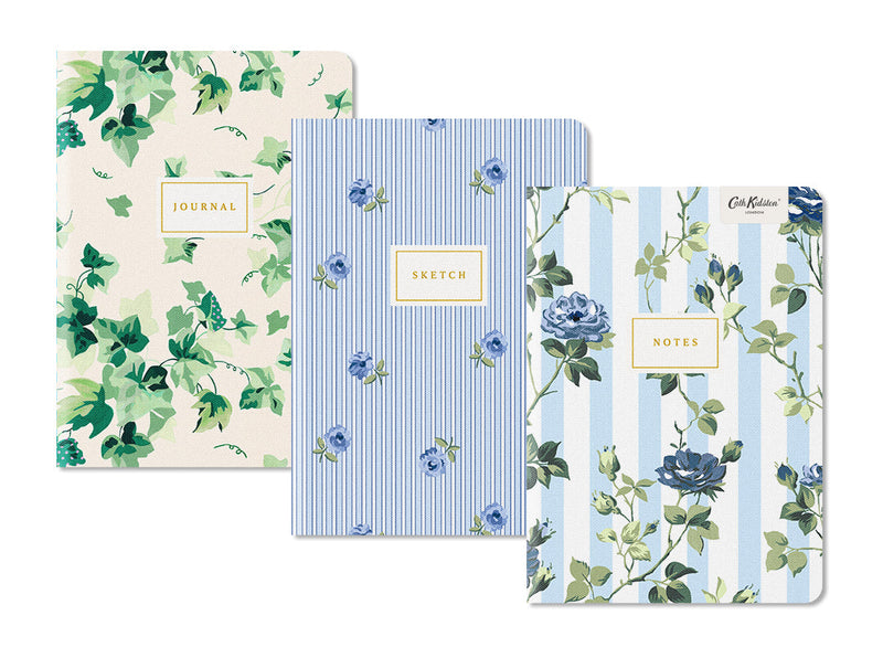 Lot de 3 carnets B6 Blue Stripe Floral | Cath Kidston