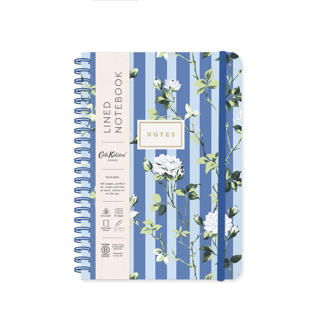 Carnet à spirale B6 Blue Stripe Floral | Cath Kidston