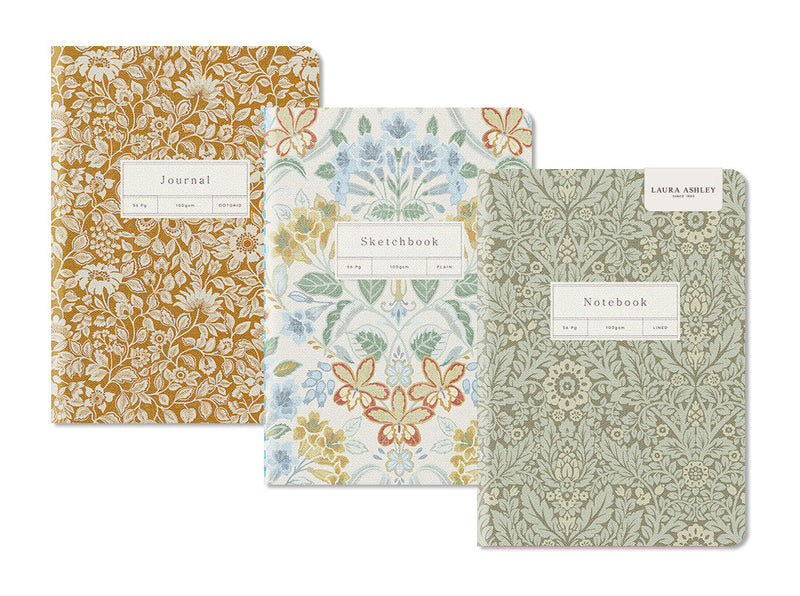 Lot de 3 carnets B6 Delamore | Laura Ashley x Ohh Deer