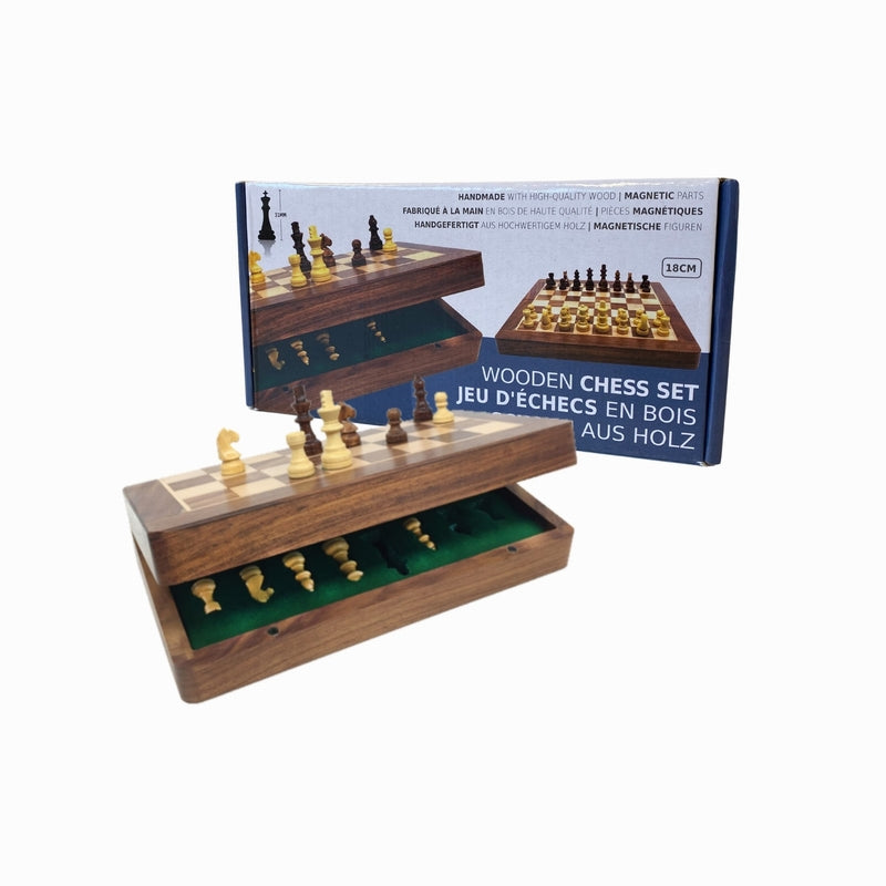 Échiquier pliant magnétique en bois 18 cm