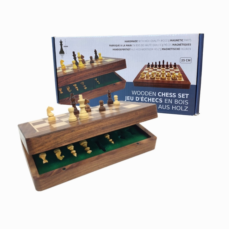Échiquier pliant magnétique en bois 25 cm