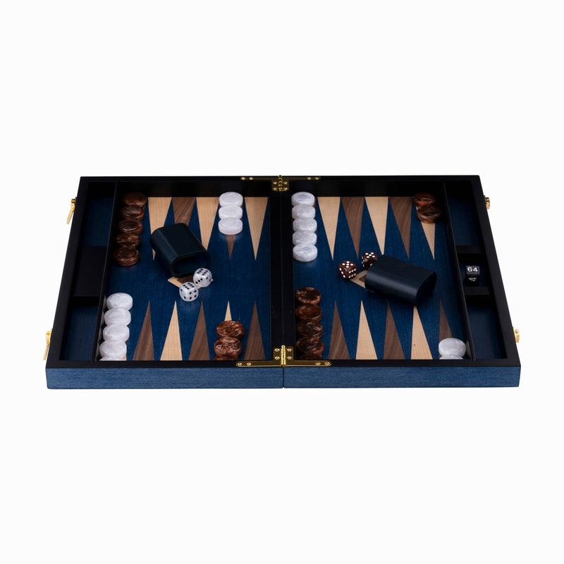 Backgammon en noyer bleu 38 cm